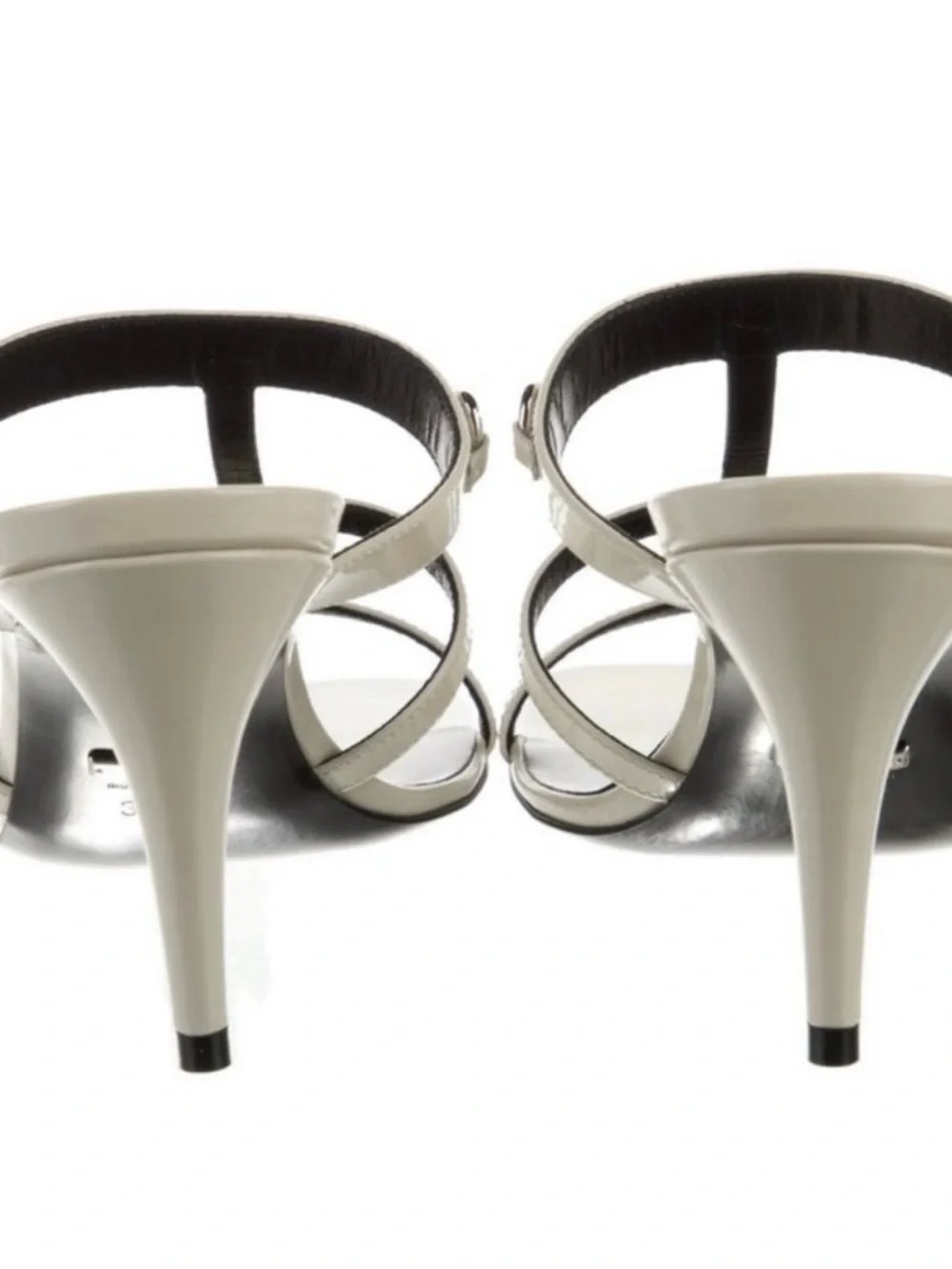 Gucci Cream Leather T-Strap Square-Toe Mules